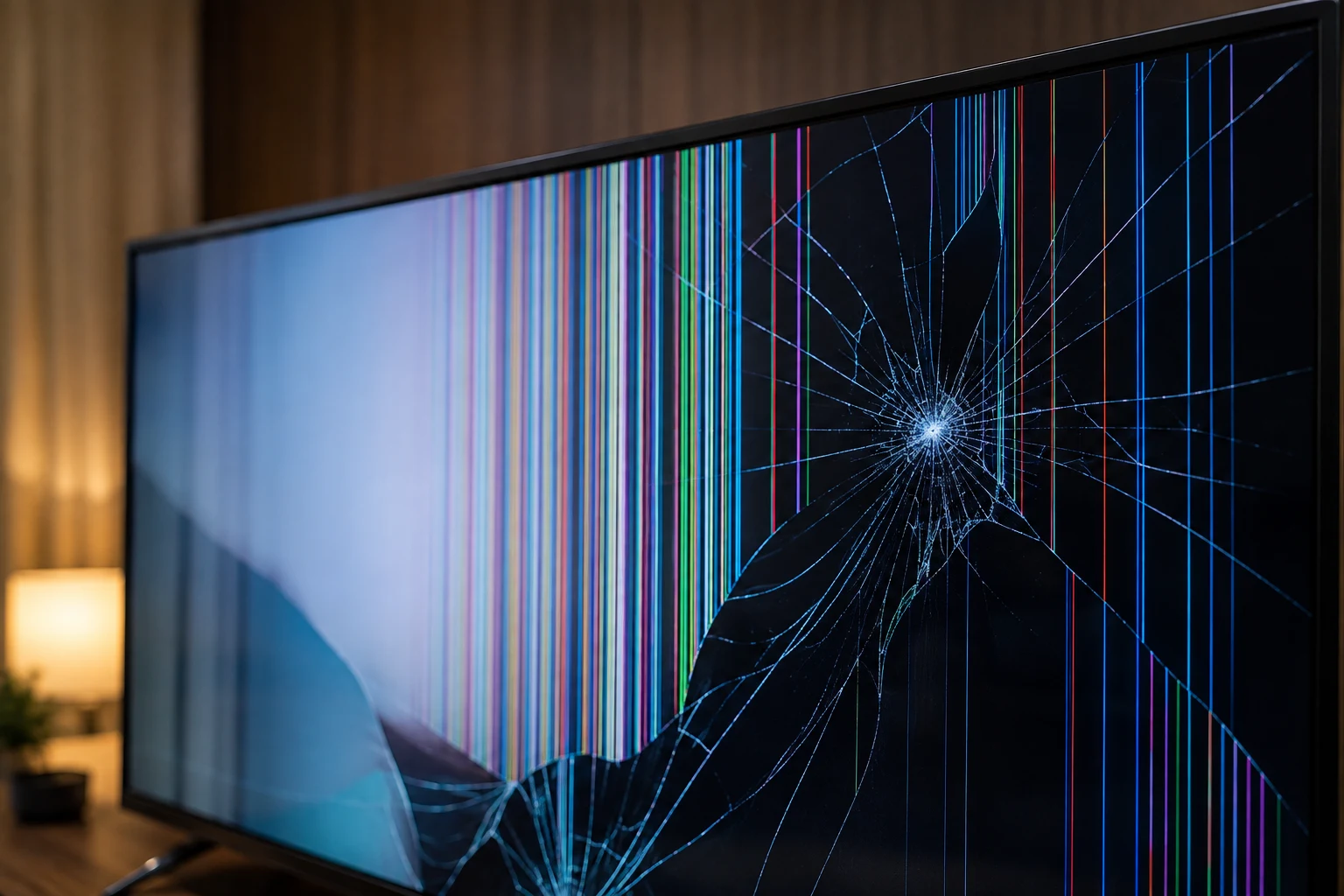TV screen with lines or cracks